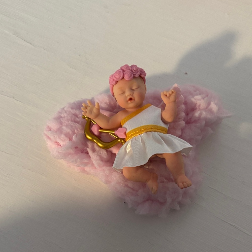 Mini brands miniature Sleeping Baby Figurine with Pink and Gold Accents